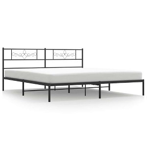vidaXL 12" Black California King Metal Bed Frame with Headboard No Mattress - 1 of 4
