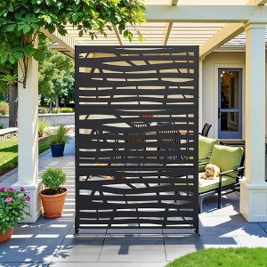 PexFix 72 in. x 47 in. Outdoor Privacy Screen Garden Fence in Jungle Pattern in Black - 1 of 4