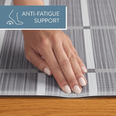 Comfort Plus Dark Grey Geometric Memory Foam Kitchen Mat