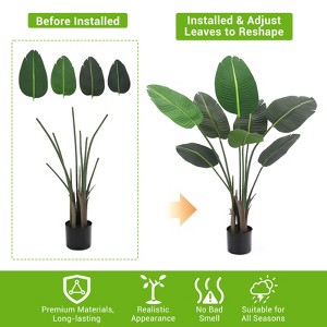 Artificial Bird of Paradise Plant, Faux Tropical Palm Tree, Fake Banana Leaf Tree Potted Silk Plant for Home Decor - 1 of 4
