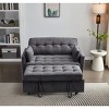 TiramisuBest 55" Velvet Foldable Sofa Bed with Adjustable Backrest and USB Port, 2-Seat Convertible Sleeper Couch with Pillows, Gray - 3 of 4