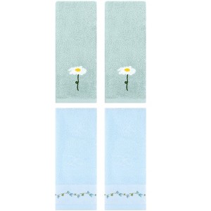 REGALWOVEN 4 Pcs Floral Soft Absorbent Decorative Hand Towel for Bathroom - 1 of 4