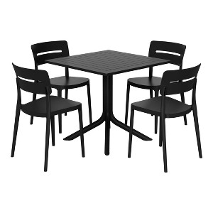 WestinTrends Playa Modern 5-Piece Resin Patio Dining Table Set with Stackable Patio Dining Chairs, Black - 1 of 4
