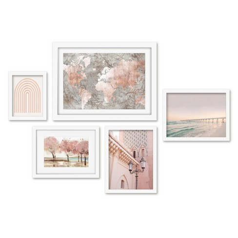 Americanflat 5 Piece White Framed Gallery Wall Art Set Modern