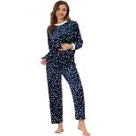 cheibear Womens Flannel Pajama Sets Winter Cute Printed Long Sleeve Nightwear Lounge Sleepwear