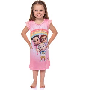 CoComelon Toddler Girls Be Cute Be Kind Ruffle Sleeve Nightgown - 1 of 4