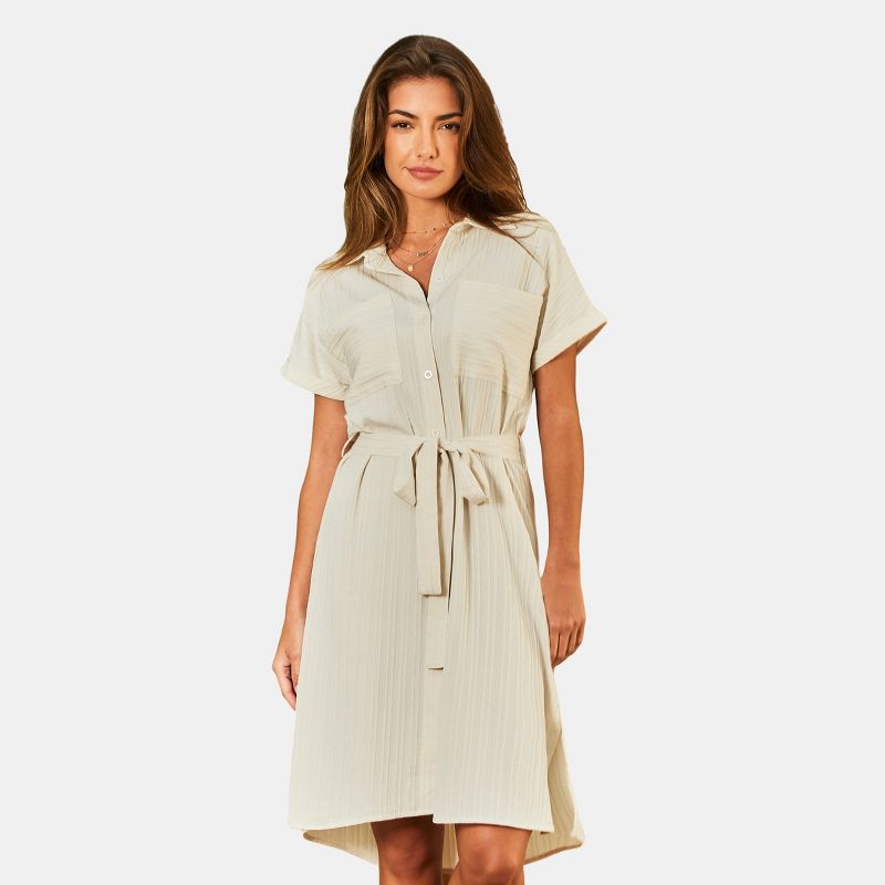 Women's Short Sleeve Side Slit Midi Shirt Dress - Cupshe, 1 of 8