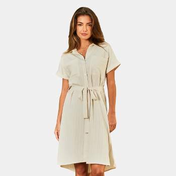Women's Short Sleeve Side Slit Maxi Shirt Dress - Cupshe