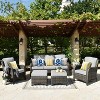XIZZI Outdoor Patio Furniture Conversation Set 5 Pieces All Weather Wicker High Back Couch with Ottomans Gray Wicker - 2 of 4