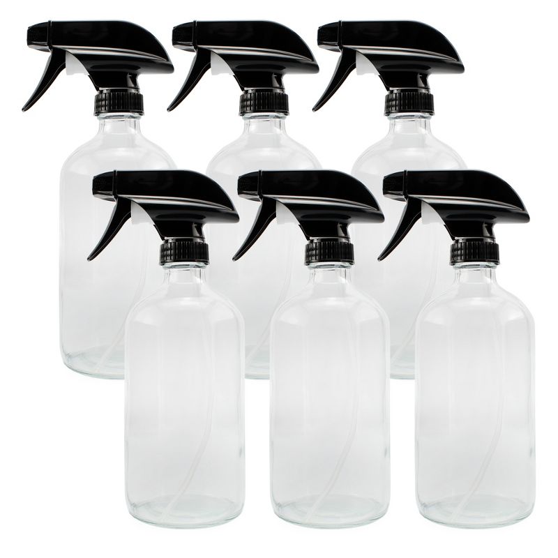 Cornucopia Brands 16oz Clear Glass Spray Bottles; 3-Setting Sprayer Tops and Chalk Labels, 1 of 7