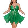 Avidlove Plus Size Lingerie Lace Babydoll Womens Teddy Chemise V Neck Nighty Mesh Sleepwear Front Slit Nightdress - 4 of 4