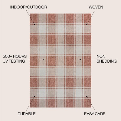 Sabine Salmon and Cream Synthetic 3 x 5 Rectangular Area Rug