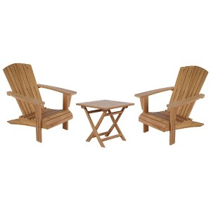 Yardgrace Teak Adirondack Chair Set with Table - 1 of 4