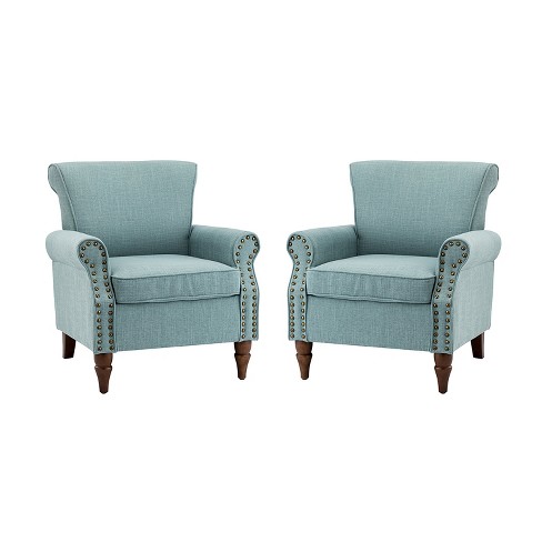 Set of 2 blue best sale accent chairs