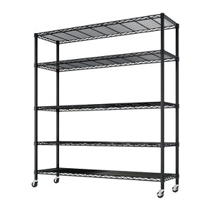 SEVOBAL Utility Storage Shelves Commercial Steel Wire Rack with Lockable Swivel Casters for Home and Commercial, Black, 59.64"*18.3"*8.46" - 1 of 4
