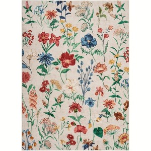 Vintage Floral Washable Rug - Non-Slip Low Pile Soft Area Carpet for Living Room, Bedroom, Kitchen - 1 of 4