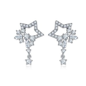 Hollywood Sensation Crystal Star Dangle Earrings 1.125 Inches Gold - 1 of 2