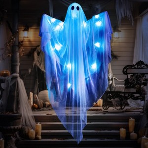 Joyfy Halloween Hanging Ghost Outdoor Decoration, 47” LED Light Hanging Ghost Halloween Hanging Decoration for Indoor Outdoor Party Decor - 1 of 4