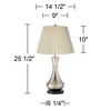 360 Lighting Simon Modern Table Lamps 25 1/2" High Set of 2 Brushed Nickel with USB Charging Port Ivory Linen Shade for Bedroom Living Room House Desk - 4 of 4
