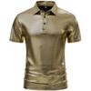 Lars Amadeus Men's Sparkle Dots Printed Short Sleeves Shiny Golf Metallic Polo Shirts - 2 of 4