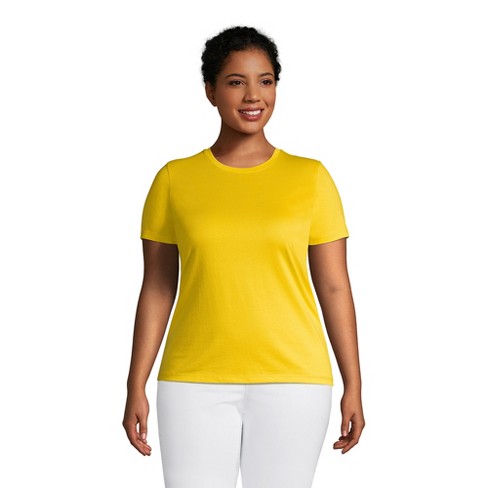 Lands' End Women's Plus Size Relaxed Supima Cotton Short Sleeve Crewneck  T-Shirt - 3X - Sunset Yellow