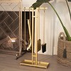 Barton 5PCS Fireplace Tools Set 29" Wrought Iron Tool Fire Poker, Shovel, Tongs, Brush, Stand Chimney, Stove, Gold - 2 of 4
