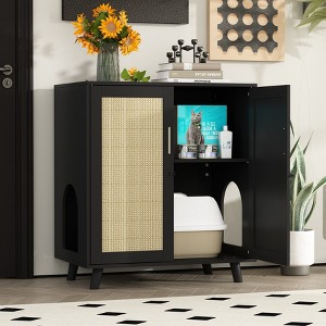FUFU&GAGA Cat Cabinet Organiser Sisal Cabinet Doors Safe and Natural - 1 of 4