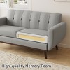 Vipbear 65.4"Loveseat Sofa,Memory Foam Futon Sofa Couch Sleeper,Linen Fabric Upholstered 2-Seat Sofa For Living Room,Apartment,Bedroom,Gray/Blue/white - 4 of 4