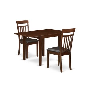 HomeStock 3-Piece Mahogany Finish Solid Wood Top Dining Table Set - 1 of 4