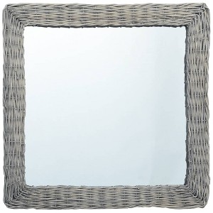 vidaXL Mirror Natural Wicker, Glass 19.7 x 19.7 in Decorative Inlays - 1 of 4