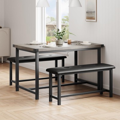 Kitchen Table with Benches, Dining Table Set for 4,Rectangular Dining Table Set for Small Space Apartment Studio