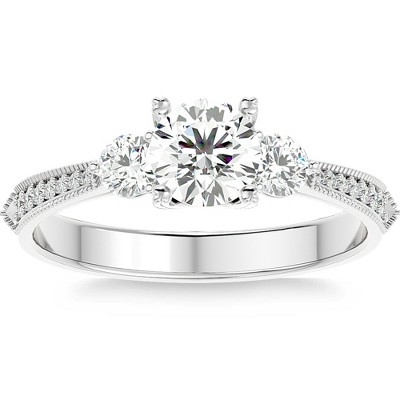 Pompeii3 1 1/10Ct Diamond & Moissanite Accent Engagement Ring in 10k Gold
