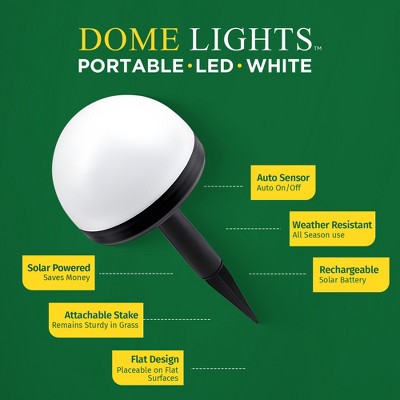 Bell + Howell Solar Powered Dome Pathway Lights with Auto On/Off, Set of 4