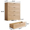 Zstar Modern Tall Rattan 4 Drawer Dresser or Living Room, Hallway, Entryway, Bedroom - 2 of 4