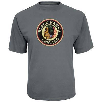 NHL Chicago Blackhawks Men's Back In Time Gray Vintage Logo T-Shirt S