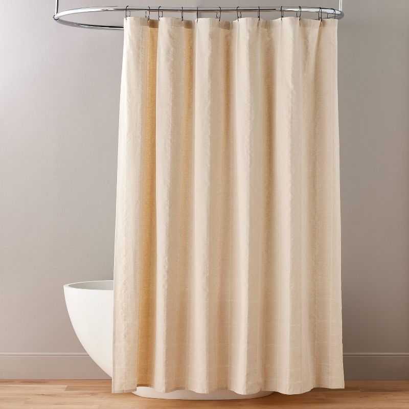 Textured Windowpane Shower Curtain Beige - Hearth &#38; Hand&#8482; with Magnolia, 1 of 5