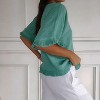 Women's Summer Ruffle Hem Short Sleeve Shirt Casual Loose Fit Round Neck Blouse - 2 of 4