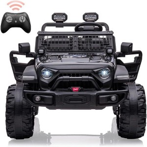 24V Kids Ride on 2 Seaters Electric Car with Remote Control, 2 * 120W Motors Battery Powered 20" Extra Large Seats, Black - 1 of 4