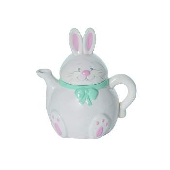 Transpac Dolomite 7.5 in. White Easter Figural Bunny Teapot