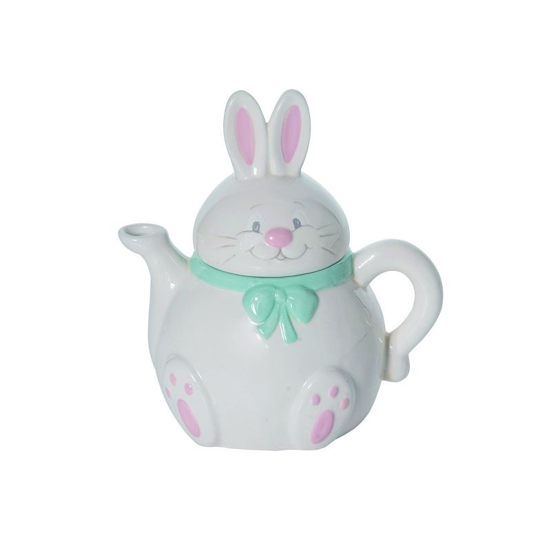Transpac Dolomite 7.5 in. White Easter Figural Bunny Teapot, 1 of 5
