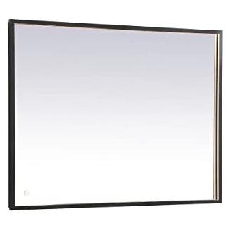 Elegant Lighting Pier 30x30 inch LED Mirror with Adjustable Color Temperature 3000K/4200K/6400K in Black