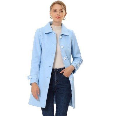 Allegra K Women's Winter Outerwear Peter Pan Collar Mid-thigh A-line Single Breasted Coat