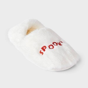 Women's Halloween Embroidered Spooky Faux Fur Slipper Socks with