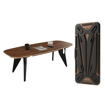 Hoek Long Coffee Table, 47.5" x 20", Rectangle Space-Saving & Portable Design, No-Tool One-Click Assembly with Wall Hanging Cleat