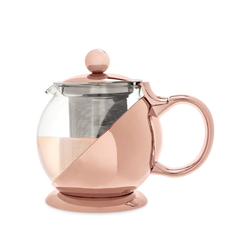 Shelby™ Glass and Rose Gold Wrapped Teapot by Pinky Up, Light Orange, 6 of 10
