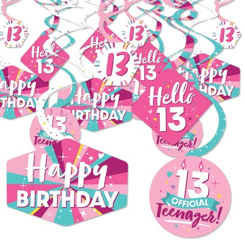 Big Dot Of Happiness Girl 13th Birthday - Official Teenager Birthday Party  Hanging Decor - Party Decoration Swirls - Set Of 40 : Target