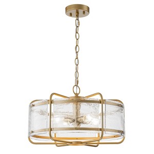 LLHZSY Lantern Clear Handmade Glass Ceiling Chandelier 17 9/10" Wide 4-Light Fixture-Gold - 1 of 4