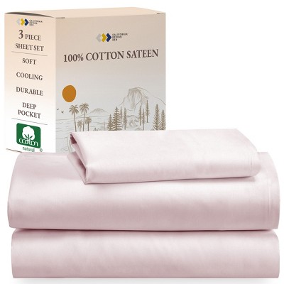 Soft 100% Cotton Sheets Set - Cooling Durable Sateen, Deep Pocket - by California Design Den