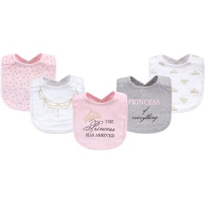 Little Treasure Baby Girl Cotton Bibs 5pk, Princess, One Size - 1 of 1