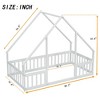 Okak Modern Wood Floor Bed Twin/Full Size House-Shaped Bed Frame with Fence Guardrails for Toddlers/Kids Bedroom - 2 of 4